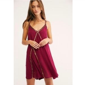 Free People Intimately In Heaven Embelished Slip Dress Small